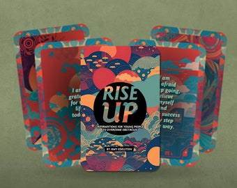 May include: A deck of affirmation cards with colourful illustrations and the words "Rise Up" on the front. The cards are designed to help young people overcome obstacles.