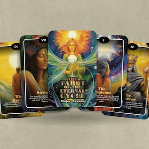 O Tarô do Ciclo Eterno - Arcanos Maiores - Jornada Espiritual - Baralho de Tarô - Adivinhação - Ferramentas de Adivinhação - Cartas Ilustradas