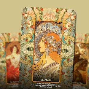 Tarot Art nouveau - Cartes Art nouveau - Arcanes majeurs - Tarot - Jeu de tarots - Prédicateur de bonne aventure - Outils de divination - Cadeau de tarot - Cartes - Mucha
