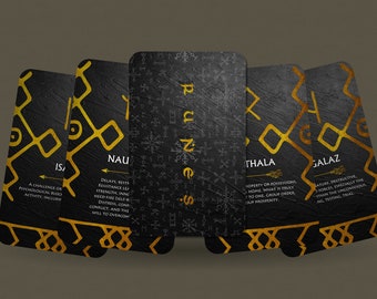 Golden Runes Oracle - Norse Cards - 24 cards - Oracle - Oracle Deck - Fortune Telling - Divination tools - oracle Gift - Black and Gold
