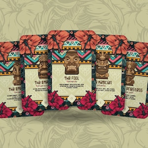 Tiki Tarot - Arcanos Mayores - Adivinación - Herramientas de adivinación - Regalo de Tarot - Caja de Tarot - Cartas Ilustradas - Baraja de Tarot - Tarot Hawaiano