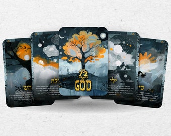The 72 Names of God - 72 cards - Kabbalah Cards - Kabbalah  Deck - Fortune Telling - Divination tools