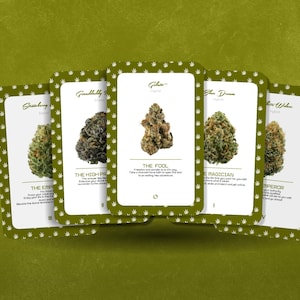 Oracle du cannabis - arcanes majeurs - tarot de la marijuana - jeu de tarots - diseur de bonne aventure - outils de divination - cadeau de tarot - cartes illustrées - 420