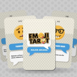 Emoji Tarot - Arcanos Maiores - Cartomancia - Ferramentas de adivinhação - Presente de Tarô - Caixa de Tarô - Cartas Ilustradas - Baralho de Tarô - Cultura Digital