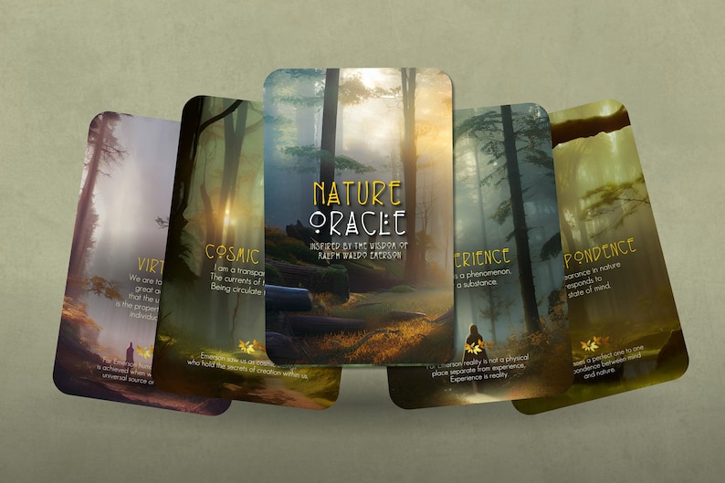 Nature Oracle inspired by the wisdom of Ralph Waldo Emerson 24 cards Oracle Cards Oracle Deck Fortune Telling Divination tools image 5