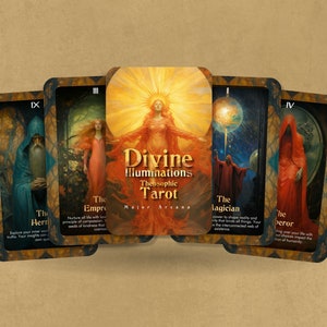 Illumination divine - Tarot théosophique - Arcanes majeurs - Inspiré par Jean Delville - Tarot - Prédire l'avenir - Outils de divination