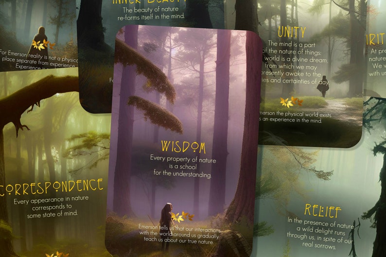 Nature Oracle inspired by the wisdom of Ralph Waldo Emerson 24 cards Oracle Cards Oracle Deck Fortune Telling Divination tools image 9