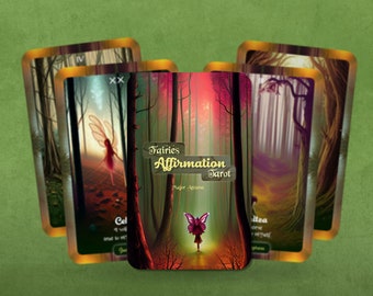 Tarot avec affirmation des fées - Arcanes majeurs - Tarot - Jeu de tarots - Prédicateur de bonne aventure - Outils de divination - Cadeau de tarot