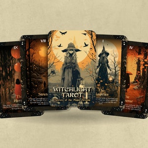 Tarot lumière des sorcières - Les secrets des arcanes majeurs - Cartes de sorcière - Jeu de tarots - Dire de bonne aventure - Outils de divination - Cadeau de tarot