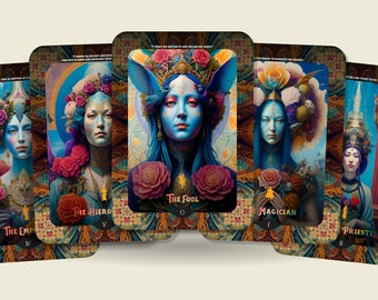 The Sisters of the Moon Tarot - 78 Cards - Psychedelic - Tarot Deck - Fortune Telling - Divination tools - Tarot Gift - Illustrated Cards