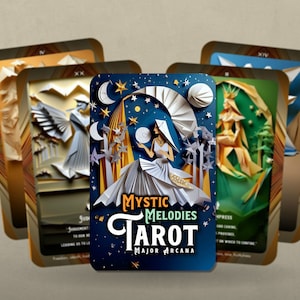 Tarot Mystic Melodies - Arcanos Maiores - Tarot Melódico - Baralho de Tarot - Adivinhação - Ferramentas de Adivinhação - Presente de Tarot - Cartas Ilustradas