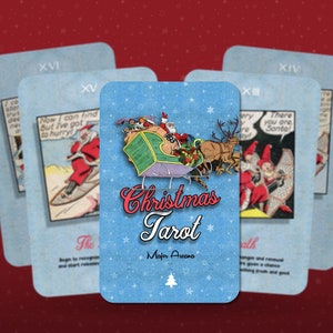 Tarot de Navidad - Arcanos Mayores - Papá Noel - Baraja de Tarot - Adivinación - Herramientas de adivinación - Regalo de Tarot - Cartas Ilustradas