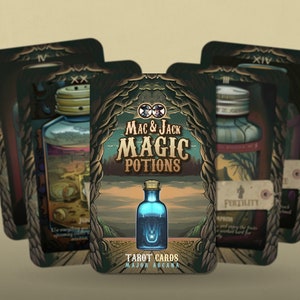 Poções Mágicas Mac & Jack - Cartas de Tarô - Arcanos Maiores - Cartas Ocidentais - Adivinhação - Ferramentas de Adivinhação - Presente de Tarô - Cartas Ilustradas