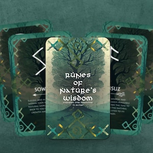 Runas de la sabiduría de la naturaleza - Explorando tu conexión con la naturaleza - 24 cartas - Oráculo - Baraja del oráculo - Adivinación - Herramientas de adivinación - Runas