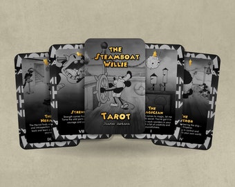 The Steamboat Willie Tarot - Major Arcana - Mickie and Minnie Tarot Deck - Fortune Telling - Divination tools - Illustrated Cards