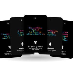 Cartes de tarot complètement noires avec des affirmations très vibrantes - Arcanes majeurs - Tarot - Jeu de tarots - Prédire l'avenir - Outils de divination
