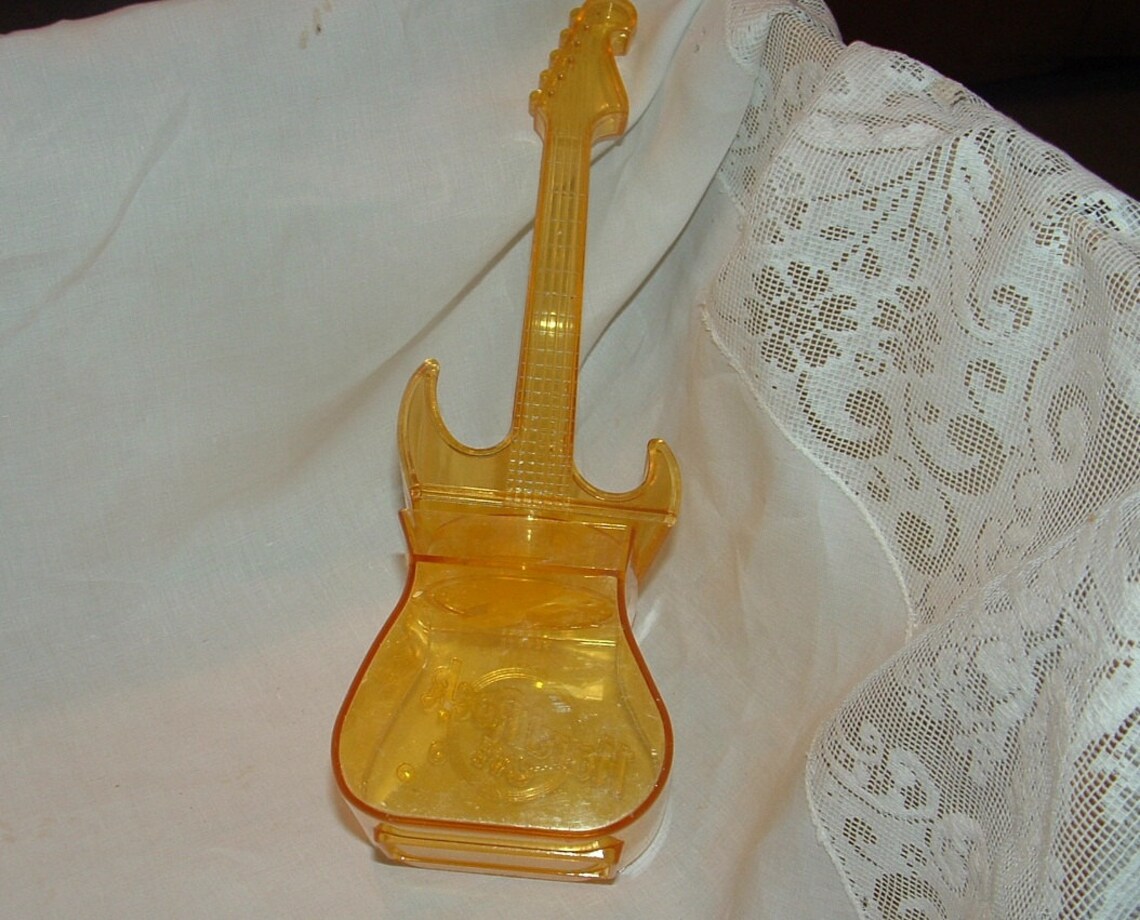 Sale......Hard Rock Cafe Yellow Plastic Guitar Cocktail Etsy