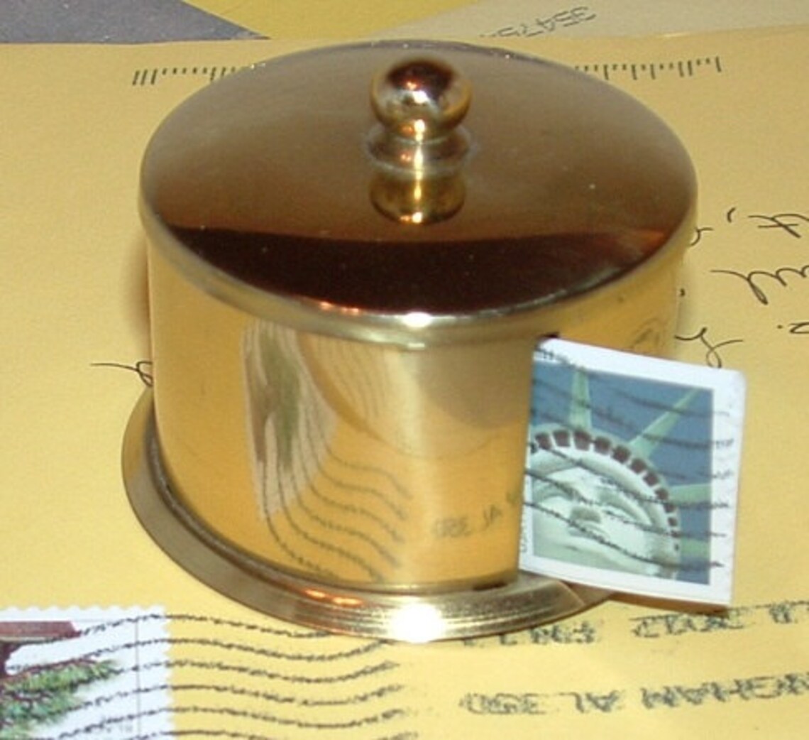 Brass Postage Stamp Roll Holder Desk Dispenser Etsy