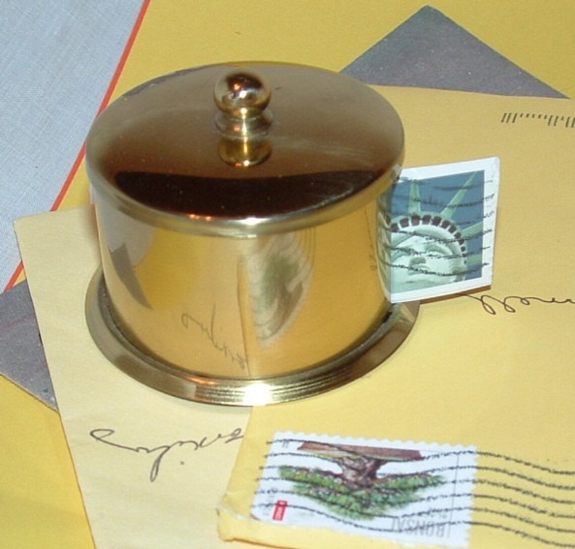 Brass Postage Stamp Roll Holder Desk Dispenser Etsy
