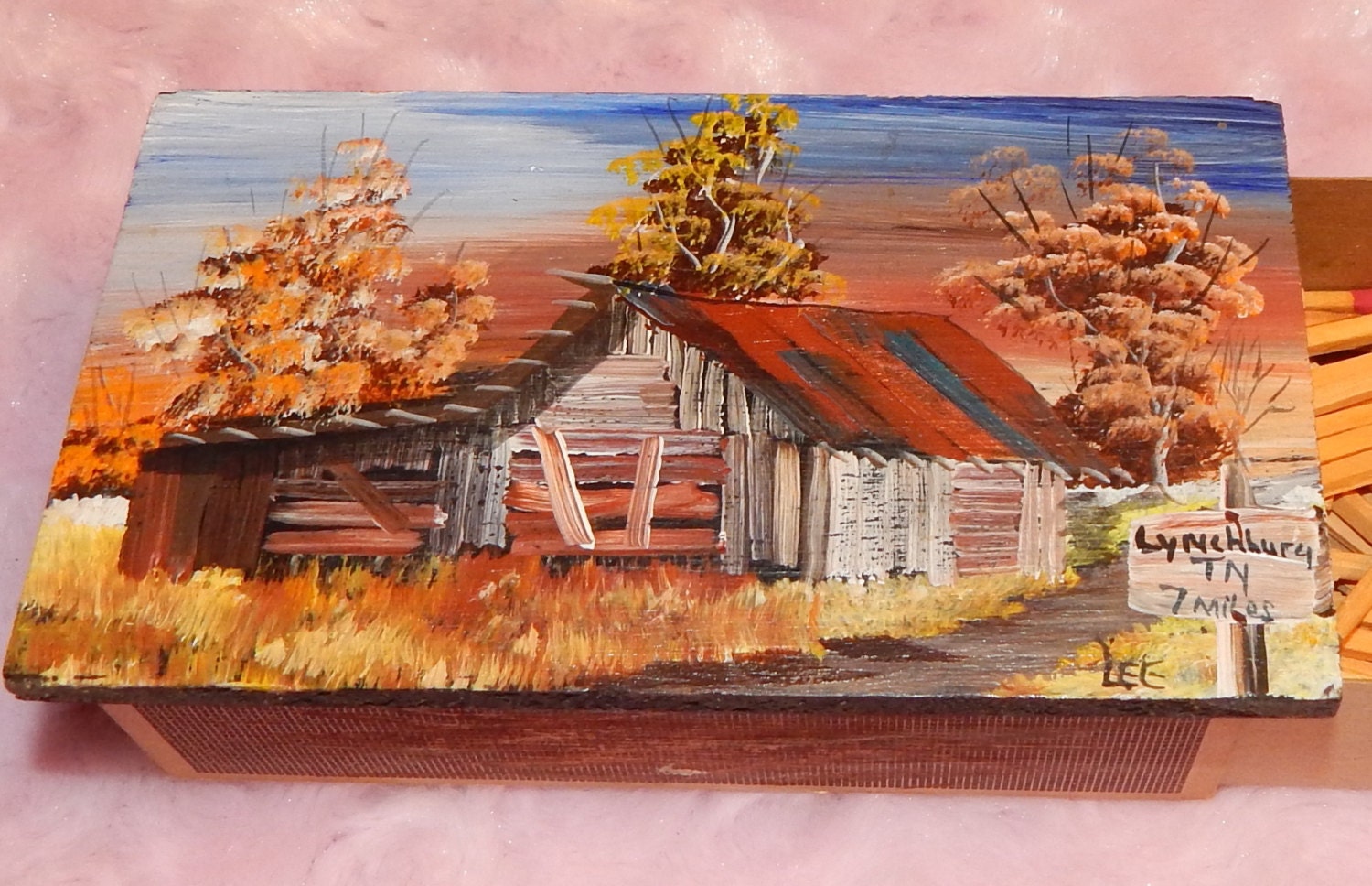 Vintage Folk Art Painting of Old Barn hand painted on wood and Etsy