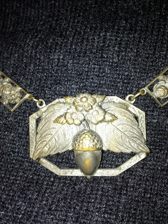 Acorn / flower (roses & 5 petal flower) metal neck