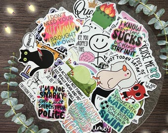 Sarcastic Snarky Sticker Bundle | Adult Humor Decals | Funny Gag Gift for Co-worker | Waterproof Vinyl Stickers for Water Bottle