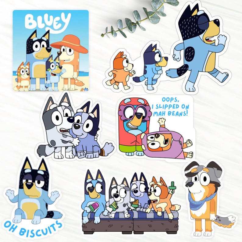 Bluey Stickers Pack | Bluey Birthday Party Favor Gift | Bluey Lover ...