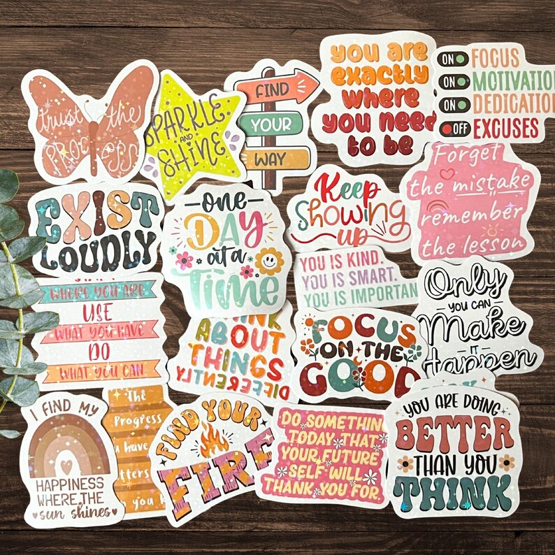 Holographic Positive Affirmation Stickers | Self Care Motivational ...