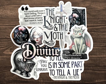 The Knight and the Moth Stickers | Kindle Vinyl Decals for Gothic Fantasy, Romantasy Reader