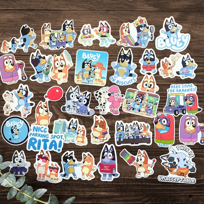 Bluey Stickers Pack | Bluey Birthday Party Favor Gift | Bluey Lover ...