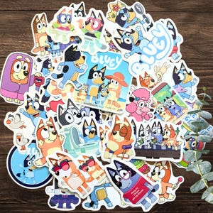 Bluey Stickers Pack | Bluey Birthday Party Favor Gift | Bluey Lover Merch | Decals of Bandit, Chilli, Muffin, Bingo, Grannies