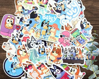 Bluey Stickers Pack | Bluey Birthday Party Favor Gift | Bluey Lover Merch | Decals of Bandit, Chilli, Muffin, Bingo, Grannies