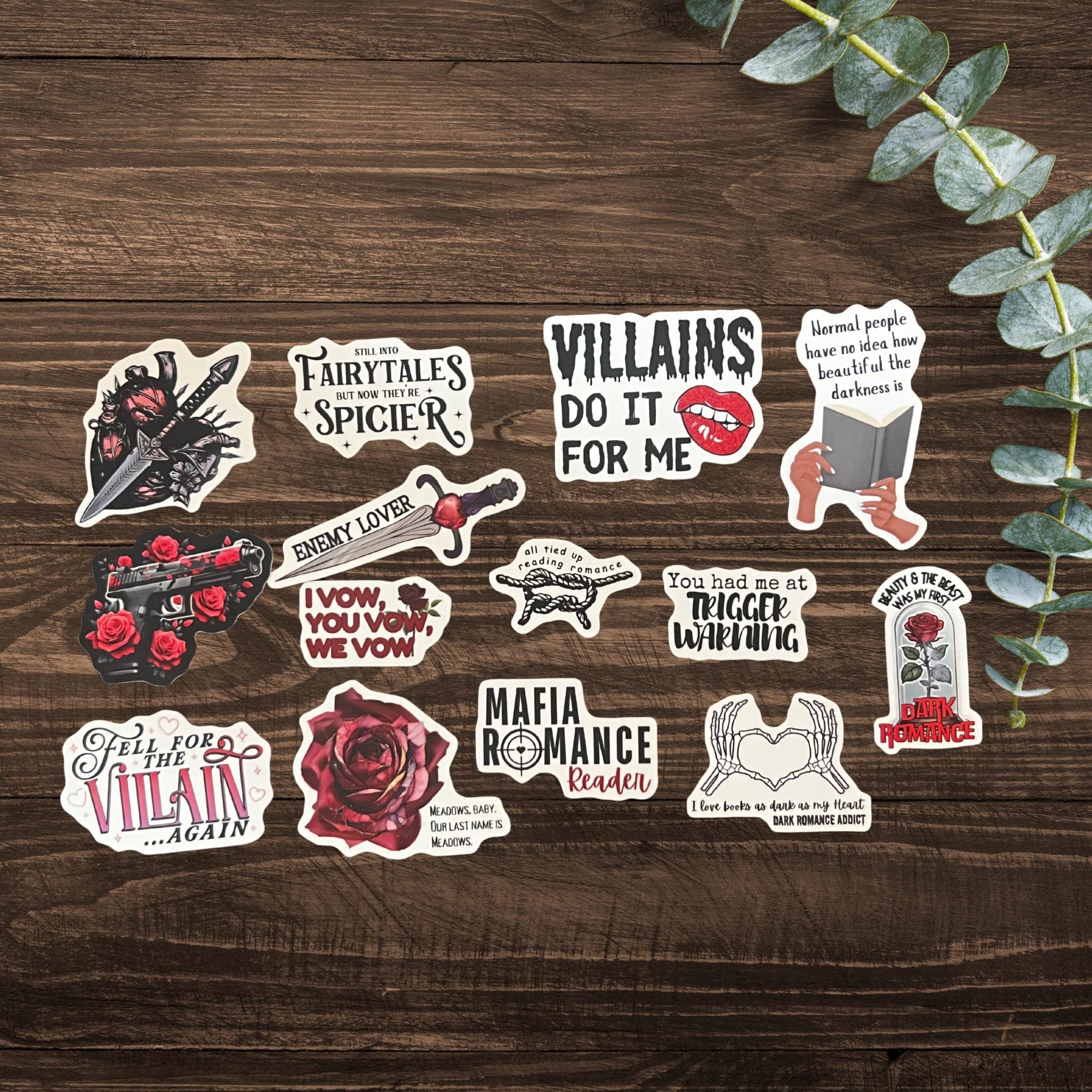 Dark Romance Stickers: Waterproof Vinyl Decals for Kindle - Gothic Reader Gift