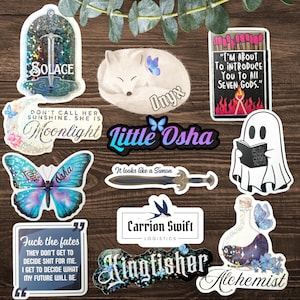 Quicksilver Book Kindle Sticker Bundle | Vinyl Waterproof Book Stickers | Bookish Dark Fantasy Romance Lover Gift image 1
