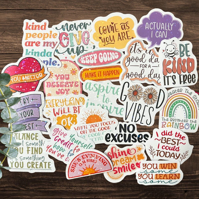 Holographic Positive Affirmation Stickers | Self Care Motivational ...
