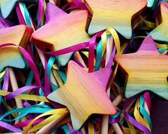 Beautiful Rainbow Fairy Wand  waldorf  natural toy wooden toys
