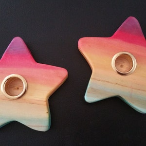Rainbow Star Candle Holder Waldorf Steiner toys natural home birthday
