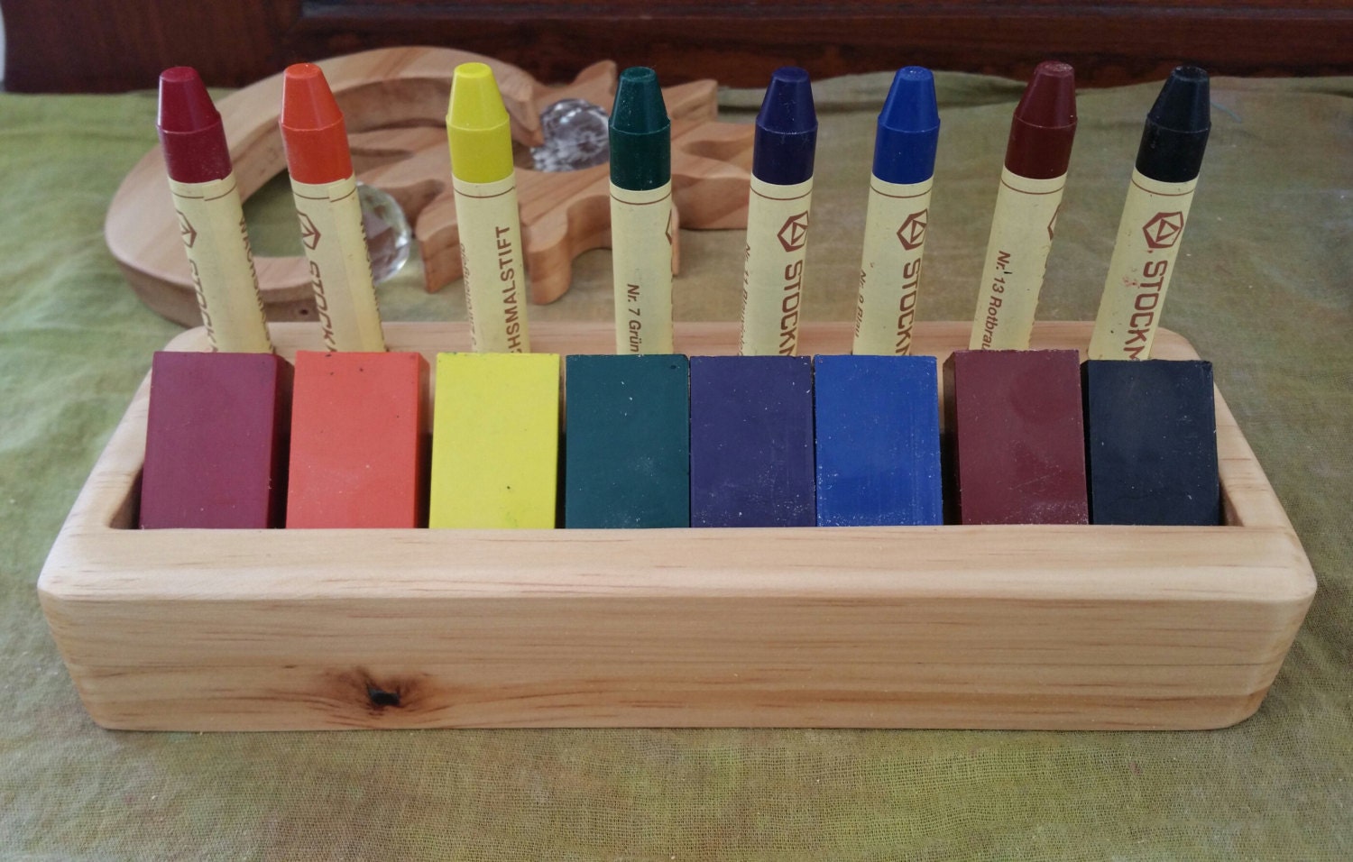 Wooden Crayon Holder Waldorf Steiner Etsy