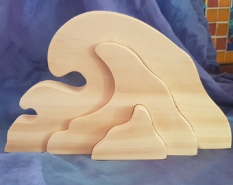 Wooden wave stacker DIY Raw, waldorf, steiner, natural toy