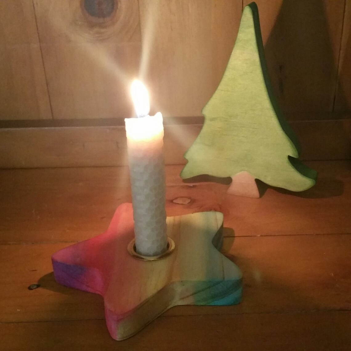 Pair of Rainbow Star Candle Holders Waldorf Steiner Toys Etsy