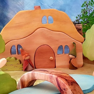 Folkwood Gnome Cottage  waldorf toys  small world play  natural wooden toys  steiner COTTAGE ONLY