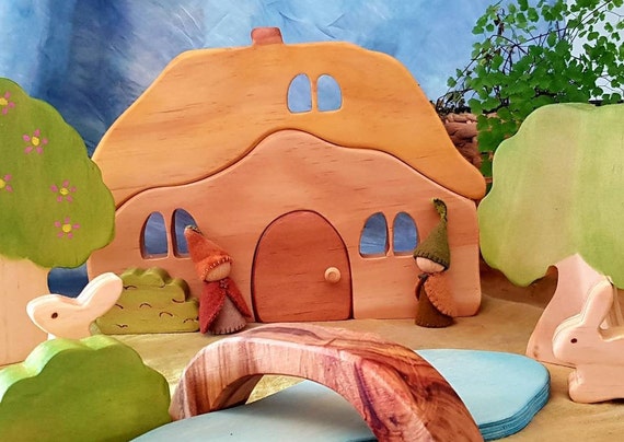 Folkwood Gnome Cottage Waldorf Toys Small World Play Natural Wooden Toys  Steiner COTTAGE ONLY 