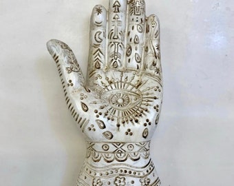 Hamsa Hand Palmistry Decor / Fortune Teller Display One Hand WHITE