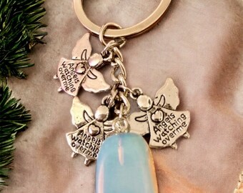 Angels Watching Over Me Opalite Keyring