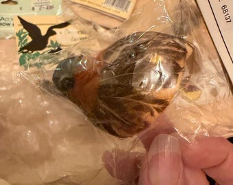 Lote de seis aves de artesanía vintage de vida silvestre, nuevas con etiquetas.