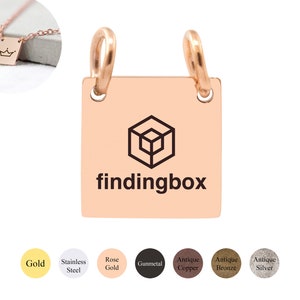 Square Hanging Charm, Stainless Steel Made, Custom Logo Laser Engraved, For Personalized Jewelry Making, 10x10mm, F1I8.ST