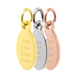 Oval Stainless Steel Tag with Mechanical Engrave Custom Logo, Personalized Logo Engraved Disc Sequins, 11x6.5mm, F0L9.ST.ME DBF
