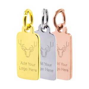 Rectangle Stainless Steel Tag with Mechanical Engrave Custom Logo, Personalized Logo Engraved Disc Sequins, 11.5x6mm, F0LA.ST.ME DBF