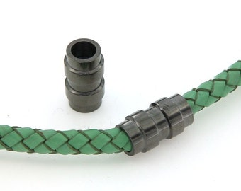 Gunmetal Clasp, Stainless Steel Magnetic Clasps for 4mm, 5mm, 6mm Leather Cord, End Cap, Pkg of 1 Sets, F0LV.GM08.S01 KCC