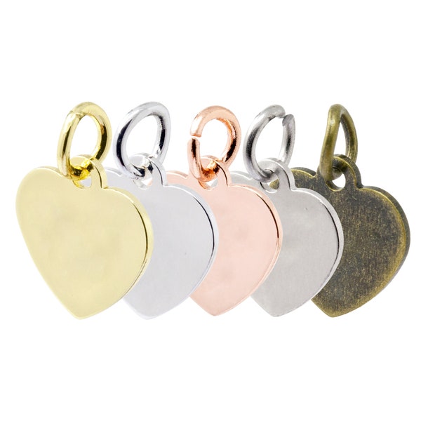10.5x10.7mm Brass Based Heart Shape Blank Jewelry Tag, Heart Blank Disc Tags Sequins for Logo Stamping Use, 23 Gauge, Pkg of 100 PCS, F0LB